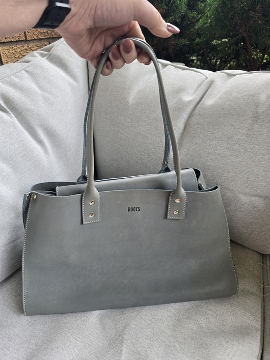 Roots Handbags - Roots Blue Grey Leather Tote Bag